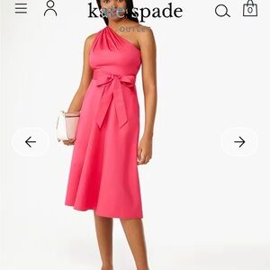 Kate Spade Pink Midi Dress- Poplin One-shoulder Dress